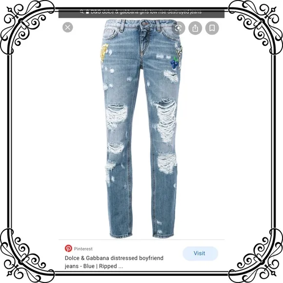 D&G Girly Distressed low rise blue jeans