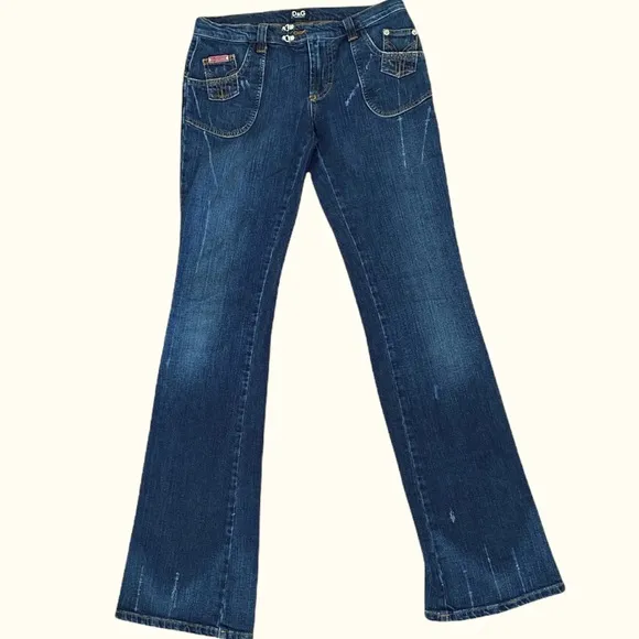 D&G Distressed/Whiskered Boot-Cut Jeans /EUC!!!