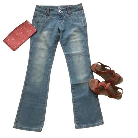 D&G Bootcut Distressed Jeans Blue