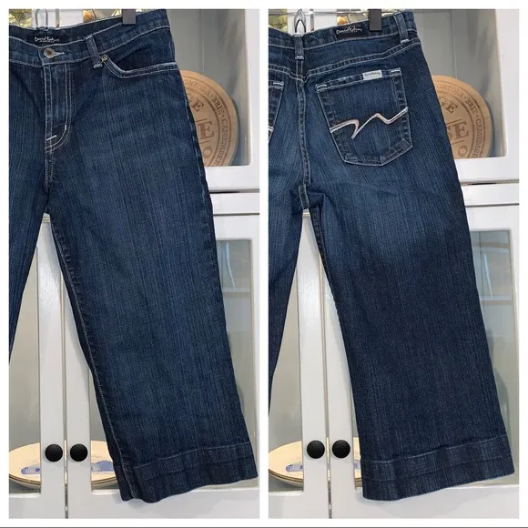 David Kahn Wide Hem Capri Jeans Size 8 Dark Wash