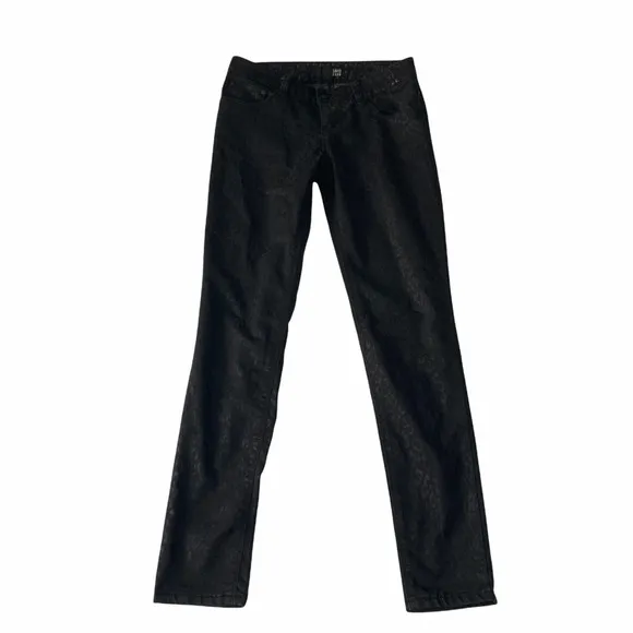 David Kahn Black Leopard Skinny Jeans