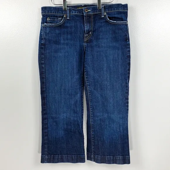 David Kahn Women's Wide Leg Cropped Capri Blue Jeans Size 30