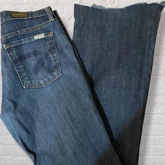 David Kahn Bootcut Raw Hem Medium Wash Jeans
