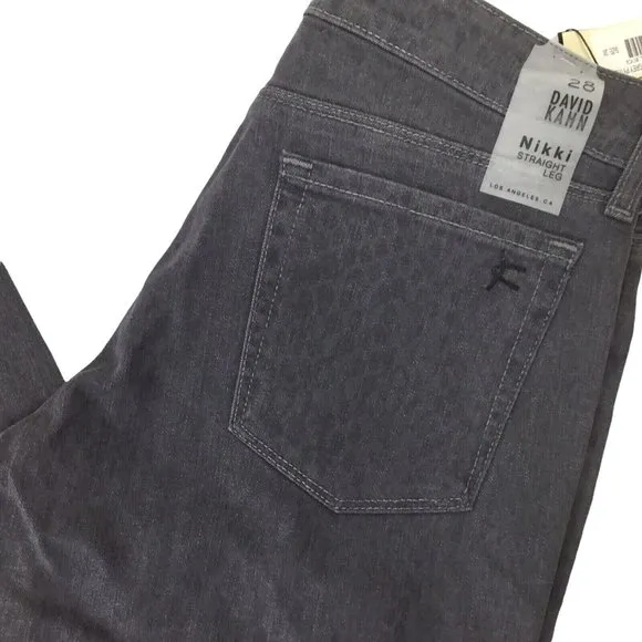 David Kahn Nikki Straight Leg Jeans Size 28 Denim Grey Python Snakeskin USA Gray
          
      NWT