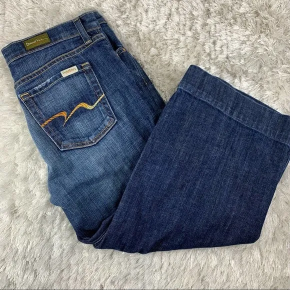 David Kahn Jean Crop Wide Leg Jeans Sz 8 Stretch