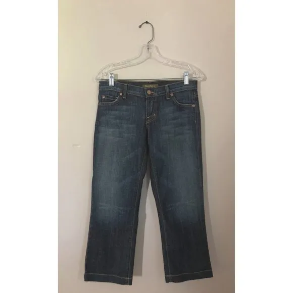 David Kahn Womens Size 25 Dark Wash Boho Low Rise Straight Leg Denim Blue Jeans