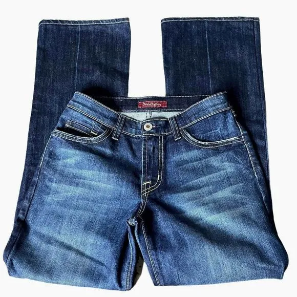 David kahn women's dark wash straight leg jeans 25 distressed