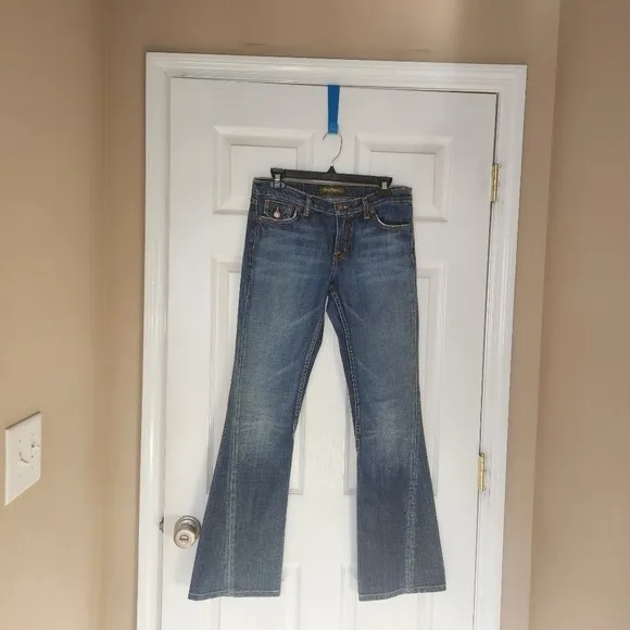 David Kahn Nikki Twisted Seam Low Rise‎  Flare Bell Bottom 28 EUC