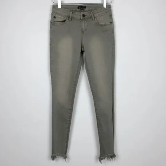 Dear John Jeans Womens 25 Gray Faded Stretch Denim Raw Hem Skinny Ankle Casual