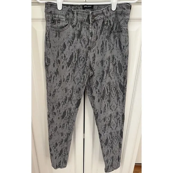 Dear John Gray Snake Print Giselle High Waisted Skinny Jeans Women’s Size 27