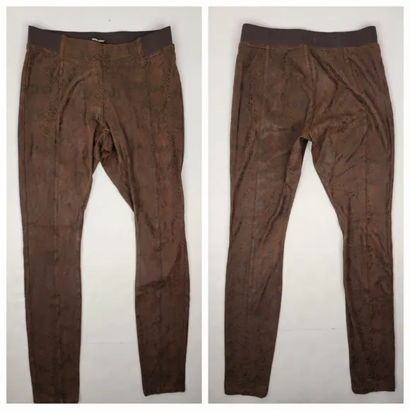 Dear John Pull On Coated Jeans Jeggings Sz 27 Animal Print Python Brown