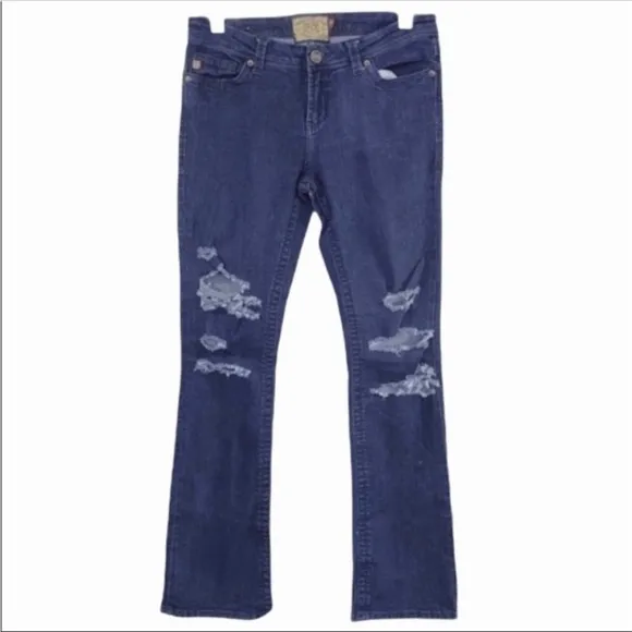DEAR JOHN DENIM distressed torn ripped boot cut jeans 29