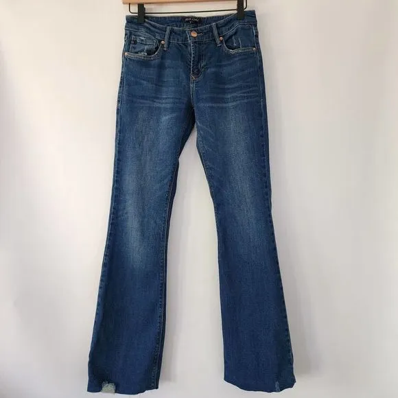 Dear John Sloane Bootcut Stretch Denim Jeans Dark Wash Distressed womens 27