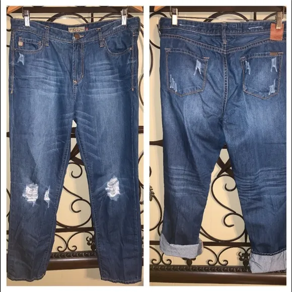 Dear John Distressed Jeans; Sz 30 - Waist 17.5" laying flat/ins 29” unrolled