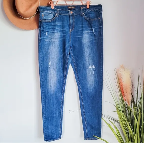 Dear John, Gisele High Waisted Waist Rise Skinny Distressed Ripped Jeans, 32