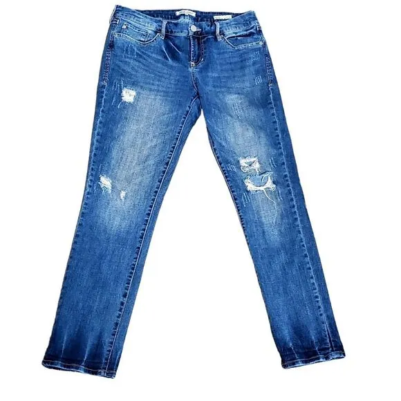 Dear John Womens Madison Girlfriend Jeans Size 28 Whiskered Distressed