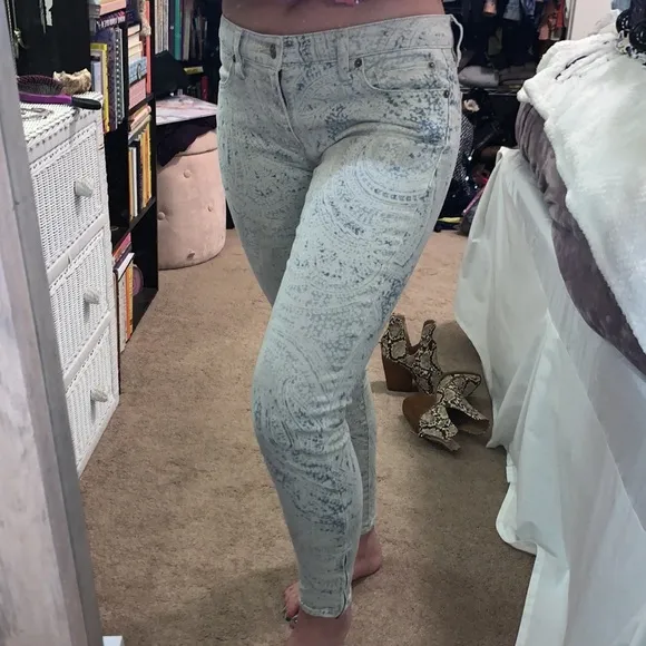 VTG Ralph Lauren Denim & Supply Paisley Denim Zippered Ankle Skinny Jeans Sz 27