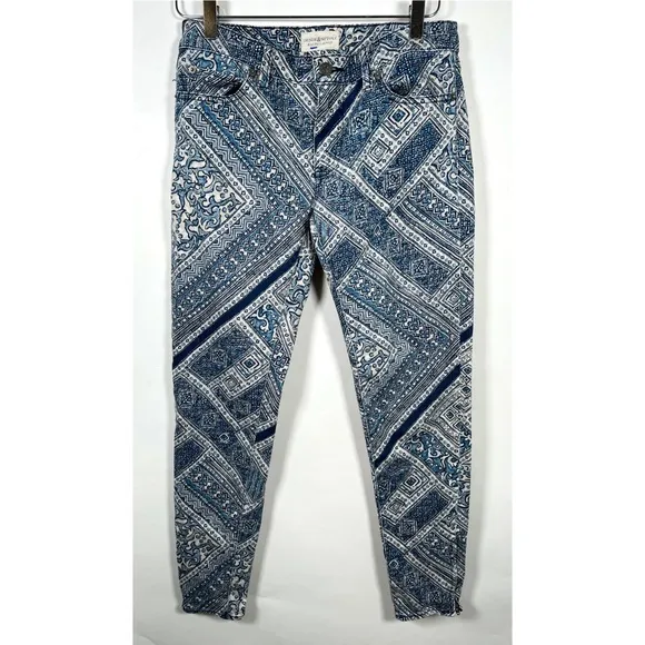 Denim & Supply Ralph Lauren Bandana Handkerchief Skinny Jeans Sz 28 Zip Ankle