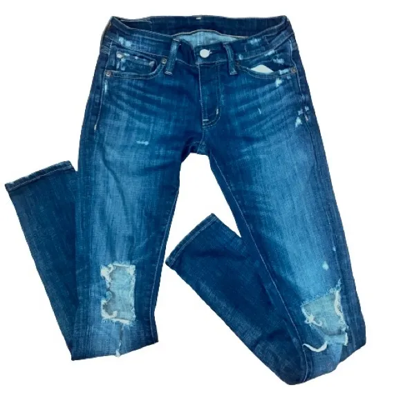 Denim & Supply Ralph Lauren Skinny Dark Wash Ripped Distressed Jeans Size 26