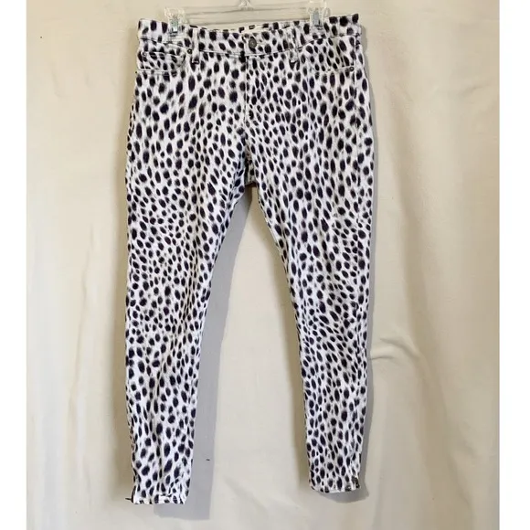 DENIM & SUPPLY RALPH LAUREN JEANS 31 LEOPARD ANKLE ZIP SKINNY 33x28.5