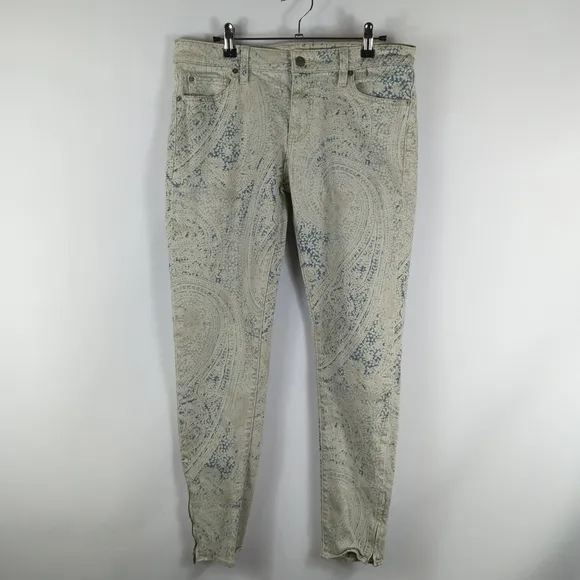 Ralph Lauren Denim & Supply Faded Paisley Skinny Jean Ankle Zippers Size 30