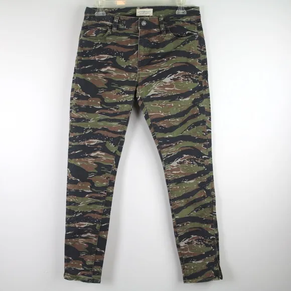 Denim & Supply Ralph Lauren Camo Denim Jeans Skinny Leg Zipper Cuffs 29