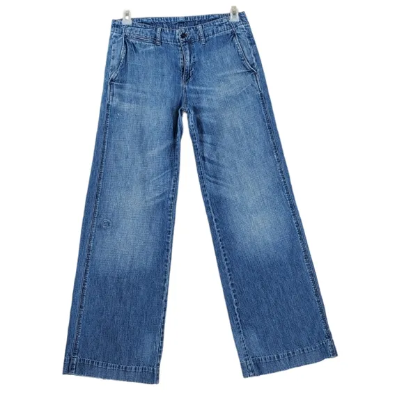 Denim & Supply RL Blue Jeans Flare Wide Leg Womens 29 (30x31) Mid Rise Med Wash