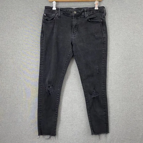 Denim and Supply Jeans Women 31 Morgan Crop Skinny Black Distressed Ralph Lauren