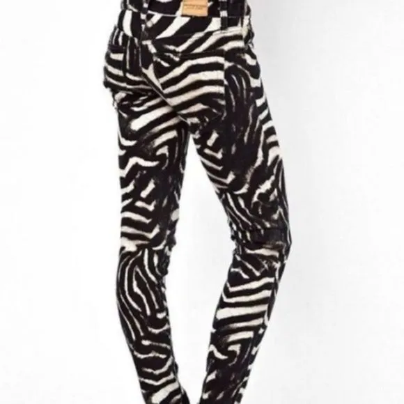 DENIM & SUPPLY Ralph Lauren Zebra Animal Print Jeans Skinny Safari Size 28
