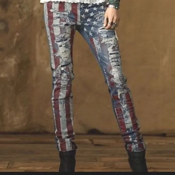 NWT Denim & Supply Ralph Lauren Distressed American Flag Jeans sz.24 RARE!
          
      NWT