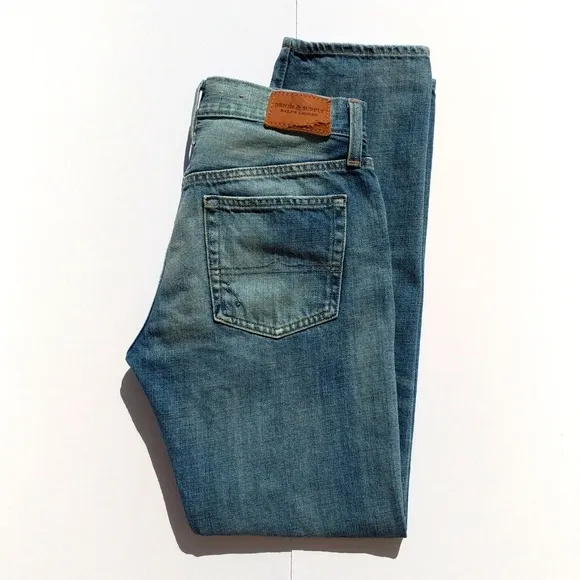 Denim & Supply Ralph Lauren Cropped Medium Wash Distressed Boyfriend Jeans 25