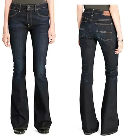Denim & Supply Y2K Flare Dark Wash Blue Stretch Denim Wide Leg Jeans 30 x 32