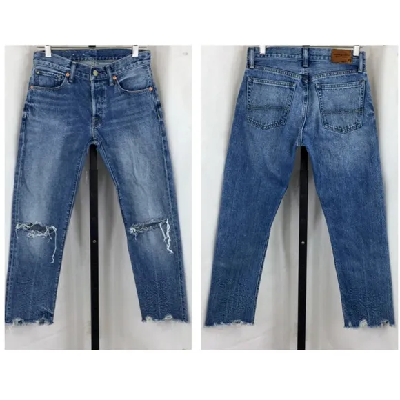 Ralph Lauren Denim & Supply Womens Jeans Distressed High Rise Blue Denim Size 25