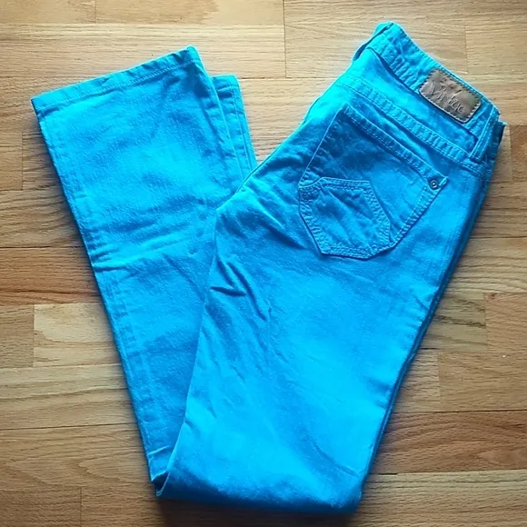 Denim of Virtue low rise turquoise jeans size 27