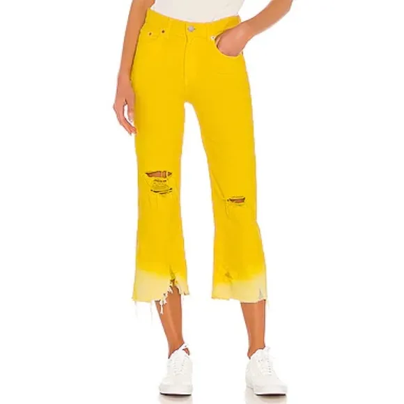 Denimist Yellow Dip Dye Destroyed Jeans Size 25
          
      NWT