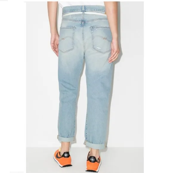 Denimist Distressed Slouchy Harper Shoelace Jeans Light Wash Folded Hem SU21 26