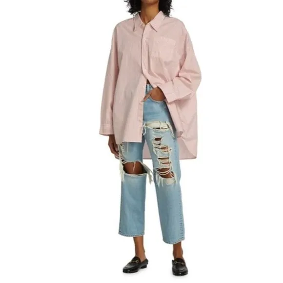 DENIMIST Distressed Mid-rise Boyfriend Jeans In Blue Ripped Destroyed Sz. 25 NWT
          
      NWT