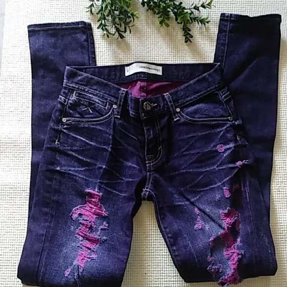 Denimocracy Purple Ripped Skinny Jeans Size 25