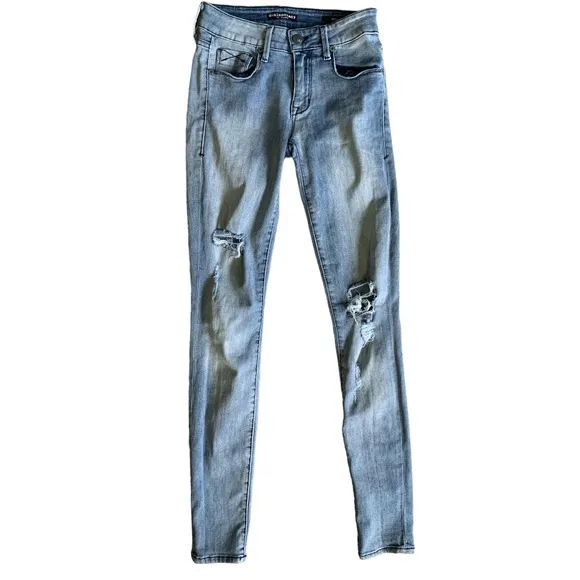 Denimocracy skinny distressed low rise jeans