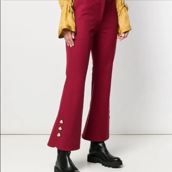 NWT Derek Lam 10 Crosby Cropped Flared trousers w/sailor buttons highwaist pants
          
      Boutique