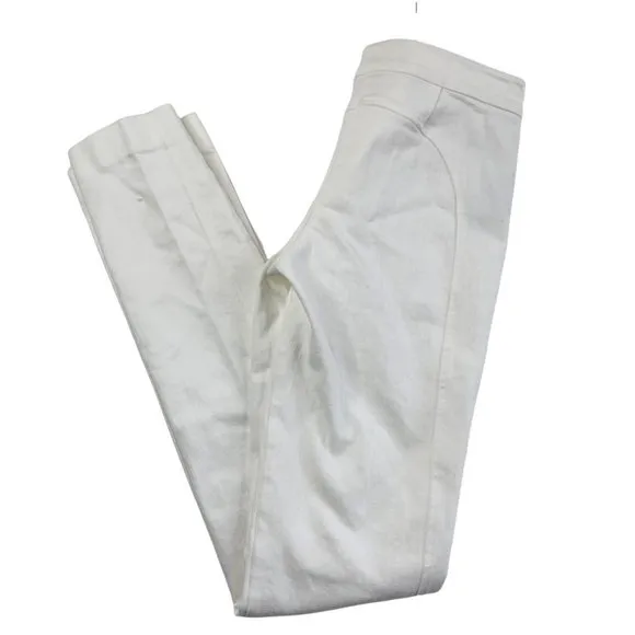 Derek Lam White Mid Rise Hidden Button Skinny Jeans