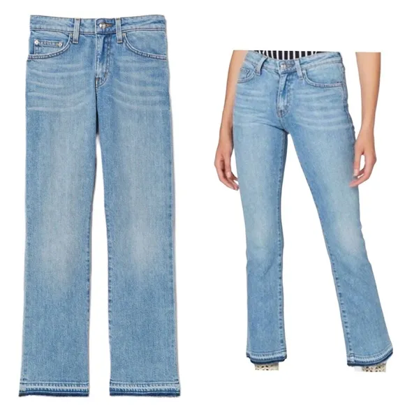 Derek Lam 10 Crosby Gia Mid-rise Cropped Flare 'raw' Hem Denim Jeans