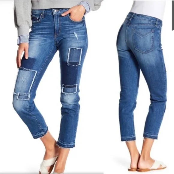 Derek Lam 10 Crosby Denim Mila Patchwork Girlfriend Jeans Size 25