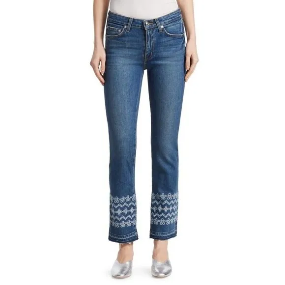 Womens Size 25 Derek Lam Jane Embroidered Ankle Jeans EUC