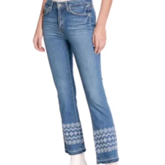 NWOT Derek Lam 10 Crosby Jane Embroidered Ankle Jeans Sz 27