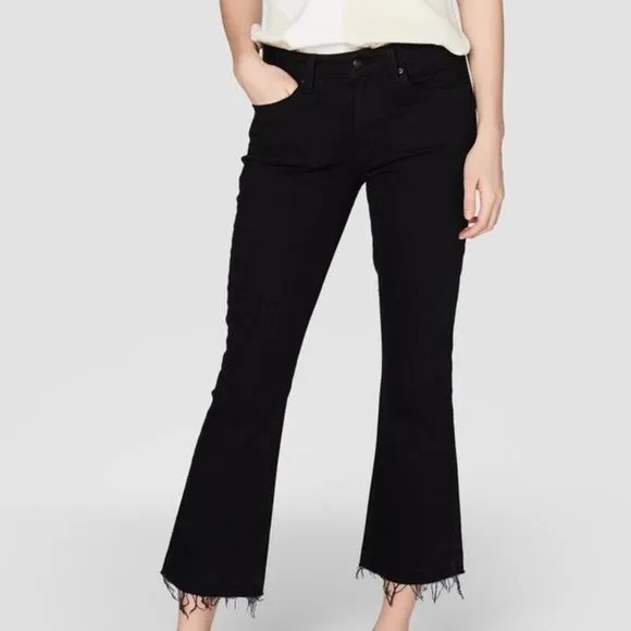 Derek Lam 10 Crosby Black Gia Cropped Flare Jeans