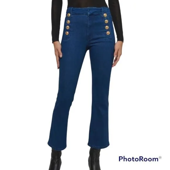 Derek Lam 10 Crosby Robertson Crop Flare Jeans - Medium Dark Wash 23 XS New