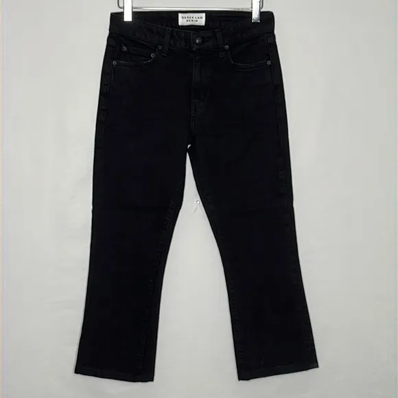 Derek Lam Denim Gia Mid Rise Cropped Flare Jeans in Black - Size 26