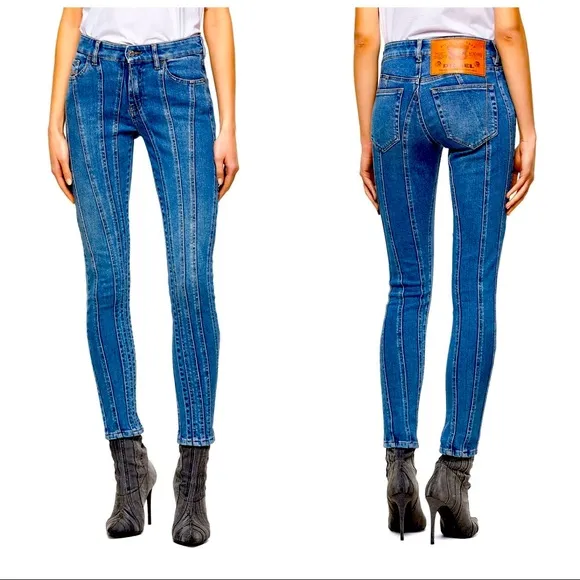 DIESEL Slandy Super Skinny Regular Waist Jeans blue, Super stretch Size W30-L32