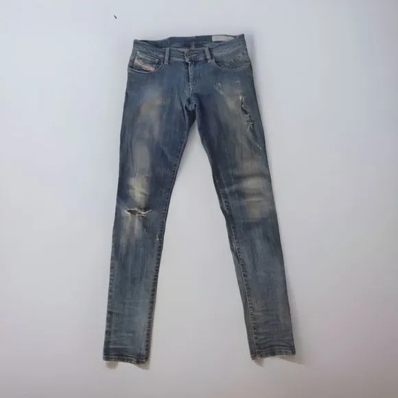 Diesel Getlegg Slim Skinny Stretch Womens Distressed Light Blue Wash Size 25